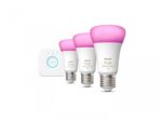 Pachet 3 Becuri LED RGB inteligente Philips Hue A60, Bluetooth, E27, 9W (75W), 1100 lm, lumina alba si color (2000-6500K) + Consola Hue Bridge - Image 2