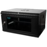 CABINET 19″ SPACER 6U 500x400mm, fixare pe perete, Flatpack (dezasamblat), Black, usa sticla cu blocare, panouri detasabile, otel 1mm, sarcina maxima 25Kg