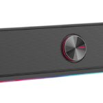 Soundbar gaming Serioux Yron RGB, putere: 3W x 2, impedanță: 4Ω, frecvență: 150Hz - 20KHz, sensibilitate:750mv ± 50, alimentare: DC5V / 1A, S / N: ≥85dB, dimensiunea driverului: 2 inch x 2, conexiune: 3.5mm jack TRS, RGB : 6 moduri de lumină, cablu USB & audio:  1.2m