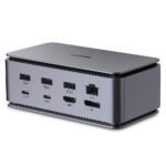 Docking station Lindy, interfete: USB-C la 6x USB-A/ 1x USB-C/1x RJ45/ 1x DisplayPort/1x HDMI/ 1x SD & 1x Micro SD/ 1x 3,5 mm/ 1x USB-C PD(power delivery), latime de banda 10Gbps, 10/100/1000 Mbps, rezolutie maxima (intrare) 7680x4320@60Hz, rezolutie maxima (iesire): un singur display 7680x4320 - Image 2