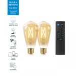 Pachet 2 Becuri LED inteligente vintage (decorative) WiZConnectedFilament Gold ST64, Wi-Fi, E27, 7W (50W), 640 lm, lumina alba(2000-5000K) + Telecomanda
