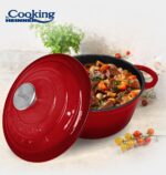 SEMIOALA FONTA EMAILATA+CAPAC 28X13 CM, 6L, RED LINE, COOKING BY HEINNER - Image 4