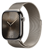 Apple Watch Series 10 GPS + Cellular 46mm Natural Titanium Case with Natural Milanese Loop - M/L - Image 2