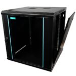 CABINET 19″ SPACER 12U 600x600mm, fixare pe perete, Flatpack (dezasamblat), Black, usa sticla cu blocare, panouri detasabile, otel 1.5mm, sarcina maxima 60Kg - Image 3