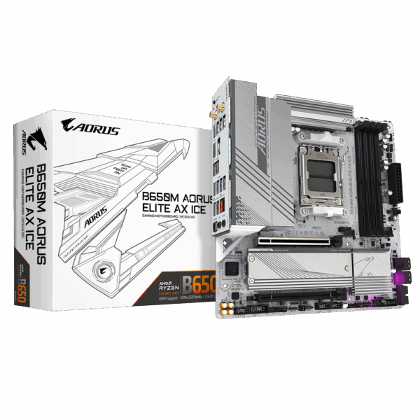 Placa de baza Gigabyte B650M AORUS ELITE AX ICE, Socket AM5, DDR5, Micro-ATX