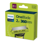 Rezerva OneBlade QP624/50, set fata si Corp: 2 lame 360 + 2 accesorii (pieptene pentru corp si accesoriu pentru protectie a zonelor intime/sensibile).