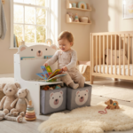 Bancuta cu spatiu de depozitare jucarii si carti Bear, U-Grow - Image 6
