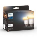 2 Becuri LED inteligente Philips Hue A60, Bluetooth, E27, 6W (60W) ,800lm, lumina alba (2200-6500K)