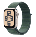 Apple Watch SE GPS 44mm Starlight Aluminium Case with Lake Green Sport Loop