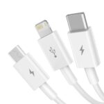Cablu alimentare si date Baseus Superior Series, pt. smartphone, USB la Micro-USB + Lightning Iphone + USB Type-C 3.5A, 1.5m, alb - Image 3