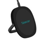 Incarcator wireless Spacer, Quick Charge 15W Qi, conector Type-C, rol de stand prin prindere magnetica, negru - Image 2
