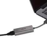 ASUS USB-C2500 Ethernet Adapter, Input USB 3.2 Gen1 Type-A, Output 100/1000/2500 Mbps RJ45 Port.