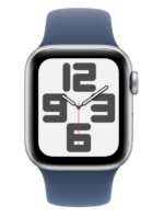 Apple Watch SE GPS + Cellular 44mm Silver Aluminium Case with Denim Sport Band - M/L