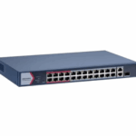 Switch PoE Hikvision DS-3E1326P-EI/M: 24 × 10/100 Mbps PoE port,1 × Gigabit combo,1 × Gigabit RJ45 port, 24 porturi PoE maxim 30W, buget PoE 230W, tensiune alimentara: 100-240 VAC, 50/60 Hz, Max. 4 A, dimensiuni: 335.00 mm × 44.50 mm × 226.00 mm, greutate: 2.13kg.