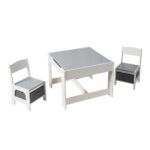 Set masuta si 2 scaune pentru copii , alb MDF, U-Grow