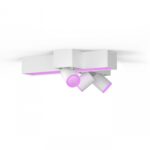 Plafoniera LED RGB Philips Hue Centris, Bluetooth, cu 3xGU10incrucisate ,3x5.7W + LED 25W, 2810 lm, lumina alba si color (2000-6500K), IP20,Metal, Alb