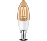 Bec LED inteligent vintage (decorativ) Philips Filament Candle ClearC35 ,Wi-Fi, Bluetooth, E14, 4.9W (40W), 470 lm, lumina alba (2700-6500K)