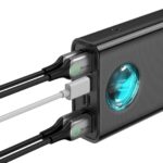 Baterie externa Baseus Ambilight, capacitate 30.000 mAh, 4 porturi iesire USB 2.0, 1 port USB-C, voltaj iesire 5 V, amperaj 3 A, functii display digital pentru nivel baterie, incarcare rapida, negru - Image 3