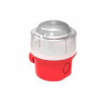 Honeywell Dispozitiv de semnalizare optică cu carcasă de protecție IP 65; pentru montaj pe perete și tavan, cu culoare stroboscopică albă și bază plată; Categoria C & W; Declanșare bliț sincron; EN54-23