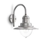 Aplica tip felinar pentru exterior Philips Raindrop, 1xE27, max 60W ,IP44, 381x300x428mm, Argintiu