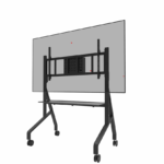 Stand podea mobil/fix Neomounts FL50-575BL1; pentru display-uri cu diagonale 65"-110", sistem de prindere VESA 100x100~1100x600, greutate maxima suportata 125kg, fix, inaltime reglabila manual 1290-1360mm (4 presetari); polita AV max load 10kg, rack AV, management cabluri, 2 stalpi; pre-asamblat