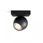 Spot LED Philips Hue Buckram, Bluetooth, GU10, 5W (50W), 350 lm, luminaalba (2200-6500K), IP20, 10.2cm, Metal, Negru, Intrerupator cu variatorinclus