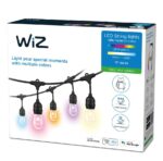 Ghirlanda inteligenta LED RGB pentru exterior Philips WIZ, 12 becuri ,12W, 100-240V, 120 lm, lumina alba si color (2200-6500K), 14.8M, IP65, Negru