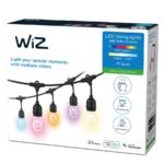 Ghirlanda inteligenta LED RGB pentru exterior Philips WIZ, 12 becuri ,12W, 100-240V, 120 lm, lumina alba si color (2200-6500K), 14.8M, IP65, Negru