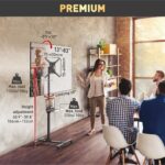 Suport Mobil de podea pentru TV plat/curbat Barkan + raft metal pentru laptop, 32" - 86", VESA 600x400mm, suporta pana la 50kg, Negru - Image 6