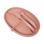 Set farfurie cu lingurita si furculita silicon, roz , U-Grow - Image 2