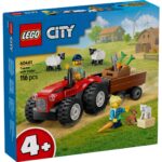 TRACTOR DE FERMA ROSU CU REMORCA SI OI, LEGO 60461 - Image 3
