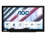 Monitor Consumer AOC I1601P, 15.6", 1920 x 1080 pixeli, Black, Silver, 3 ani Garantie