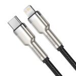 CABLU alimentare si date Baseus Cafule Metal, Fast Charging Data Cable pt. smartphone, USB Type-C la Lightning Iphone PD 20W, brodat, 1m, negru - Image 2