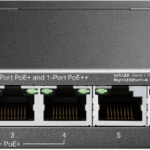 "6-Port Gigabit Desktop Switch with 3-Port PoE+ and 1-Port PoE++ PORT: 1× Gigabit PoE++ Port, 3× Gigabit PoE+ Ports, 2x Gigabit Non-PoE Ports SPEC: 802.3af/at/bt type3, 64 W PoE Power,  Desktop Steel Case FEATURE: Extend Mode for 250m PoE Transmitting for Port1-2, PoE Auto Recovery for Port1-4, Plug