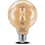 Bec LED inteligent vintage (decorativ) Philips Filament Globe Clear G95 ,Wi-Fi, Bluetooth, E27, 7W (60W), 806 lm, lumina alba (2700-6500K)