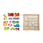 PUZZLE DIN LEMN CU MASINI, 12 PIESE, MOMKI - Image 2