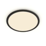 Plafoniera LED Philips Superslim CL550, 3 trepte de intensitate, 15W ,1300 lm, lumina calda (2700K), IP44, 25cm, Negru