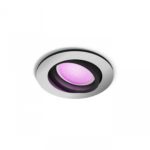 Spot LED RGB incastrat Philips Hue Centura, Bluetooth, GU10, 5.7W,350lm, lumina alba si color (2000-6500K), IP20, 9cm, Argintiu