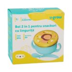 Bol 2 in 1 pentru snackuri si lingurita, blue, U-Grow - Image 7