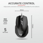 Mouse Trust Voca Comfort Mouse, 2400 dpi, negru - Image 5