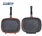 TIGAIE DUBLA DREPTUNGHIULARA TIP GRILL, ALUMINIU, 32x24x7.5 CM, RED LINE, COOKING BY HEINNER - Image 2