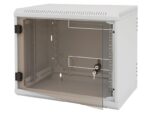 Rack de perete Triton sectiune simpla 6U 500mm adancime usa sticla panouri laterale fixe sectiuni ventilatie activa, sectiuni acces cabluri sus/jos/spate securizare cu cheie, 1 pereche montanti reglabili IP30 gri - Image 2