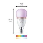 Bec LED RGB inteligent Philips Bulb P45, Wi-Fi, Bluetooth, E14 ,4.9W(40W), 470 lm, lumina alba si color (2200-6500K) - Image 2