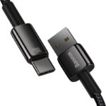 Cablu alimentare si date Baseus, Fast Charging Data Cable pt. smartphone, USB la USB Type-C (T), 100W, 480Mbps, aliaj zinc, braided(nylon), 2m, negru - Image 3