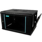 CABINET 19″ SPACER 6U 600x450mm, fixare pe perete, Flatpack (dezasamblat), Black, usa sticla cu blocare, panouri detasabile, otel 1.5mm, sarcina maxima 60Kg - Image 3