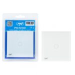 Intrerupator cu touch PNI SH101 alb cu LED indicator cu panoul frontal din sticla temperata transparenta, iar carcasa din spate rezistenta la foc. Poate fi utilizata la o putere maxima de 100W pentru becurile cu LED, iar pentru becurile clasice de maxim 200W, dIMENSIUNI:  86 X 86 X 34