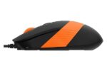 Mouse A4tech cu fir, interfata USB, rezolutie 1600 DPI, dimensiuni 108 x 64 x 35 mm, negru/portocaliu - Image 2