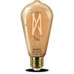 Bec LED inteligent vintage (decorativ) Philips Filament Bulb Amber ST64 ,Wi-Fi, Bluetooth, E27, 7W (50W), 640 lm, lumina alba (2000-5000K)