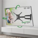 Suport TV plat/curbat de perete cu 2 brate Barkan BM443LP, 13"- 83", Max 50kg, VESA 600x400, negru - Image 3