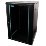 CABINET 19″ SPACER 18U 600x600mm, fixare pe perete, Flatpack (dezasamblat), Black, usa sticla cu blocare, panouri detasabile, otel 1.5mm, sarcina maxima 60Kg